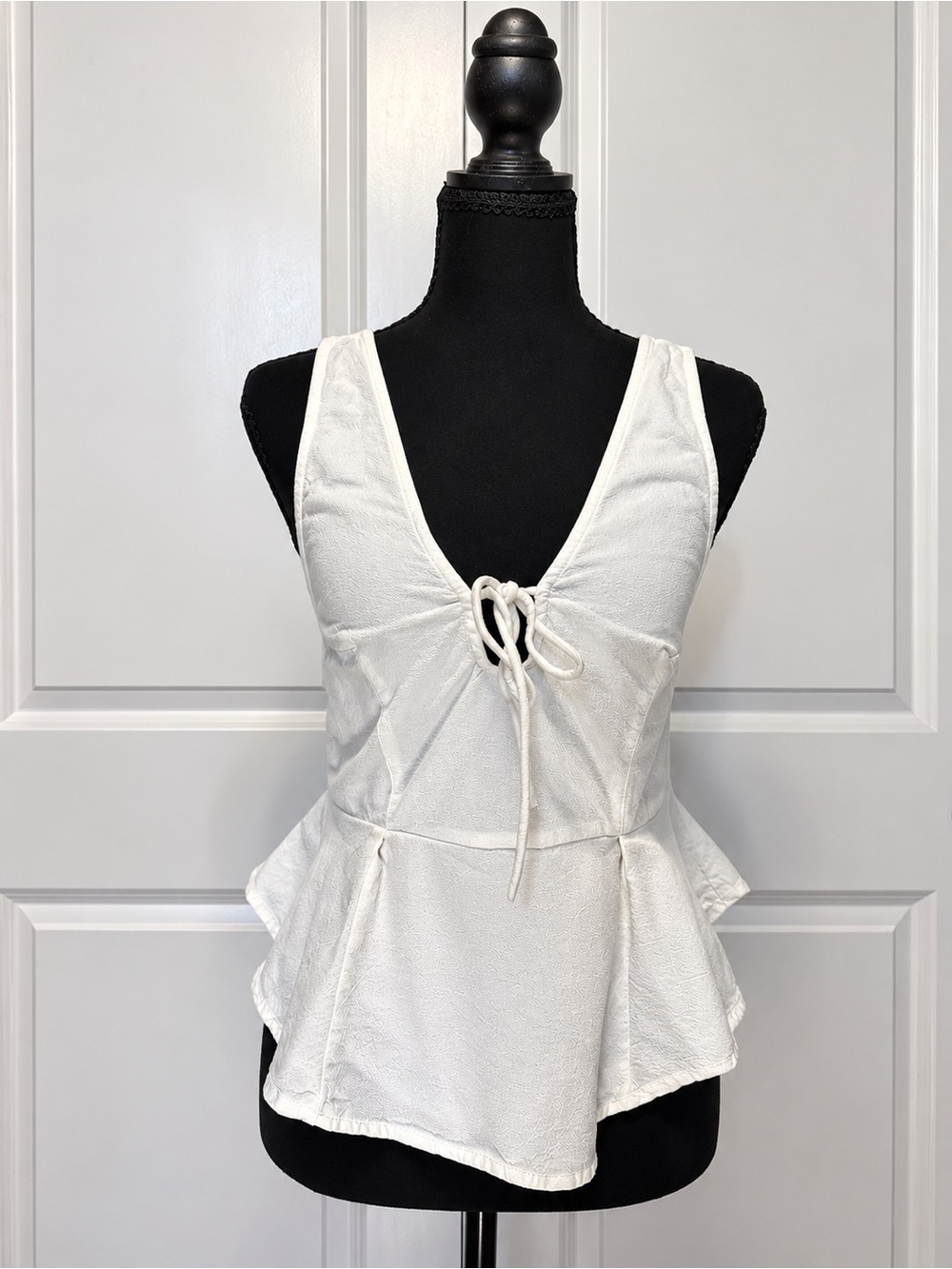 Free People Cream Tie-Front Peplum Camisole